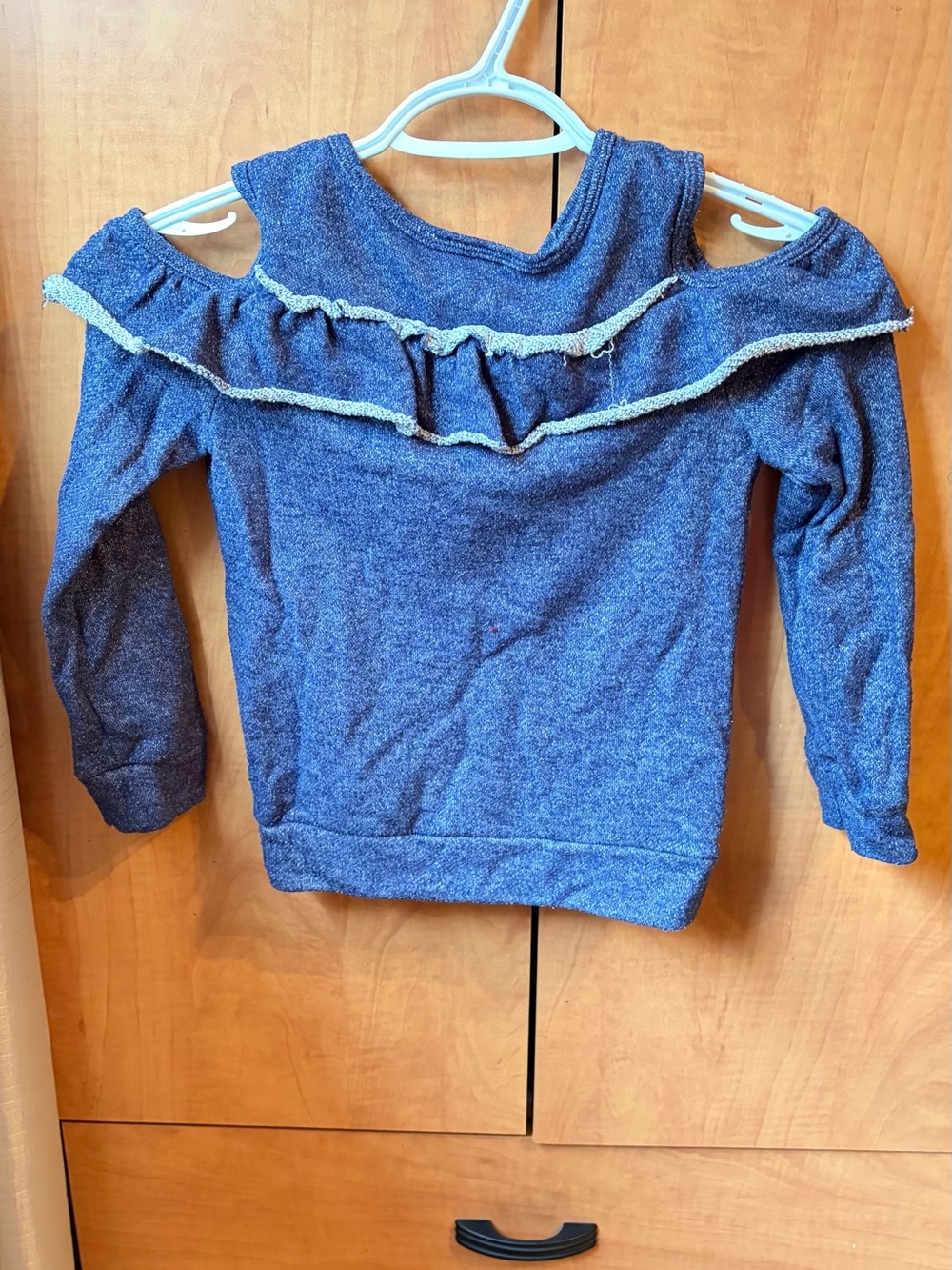 by & by Blue Girls' Cold-Shoulder Ruffle Sweatshirt
